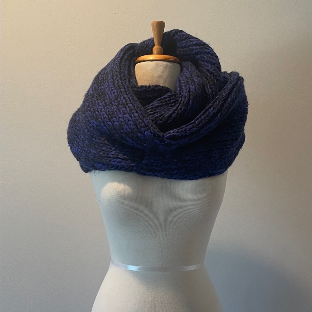 Cozy Blue Knit Infinity Scarf
